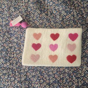 NWT PaperSource Felt Heart Pouch / Kindle Pouch